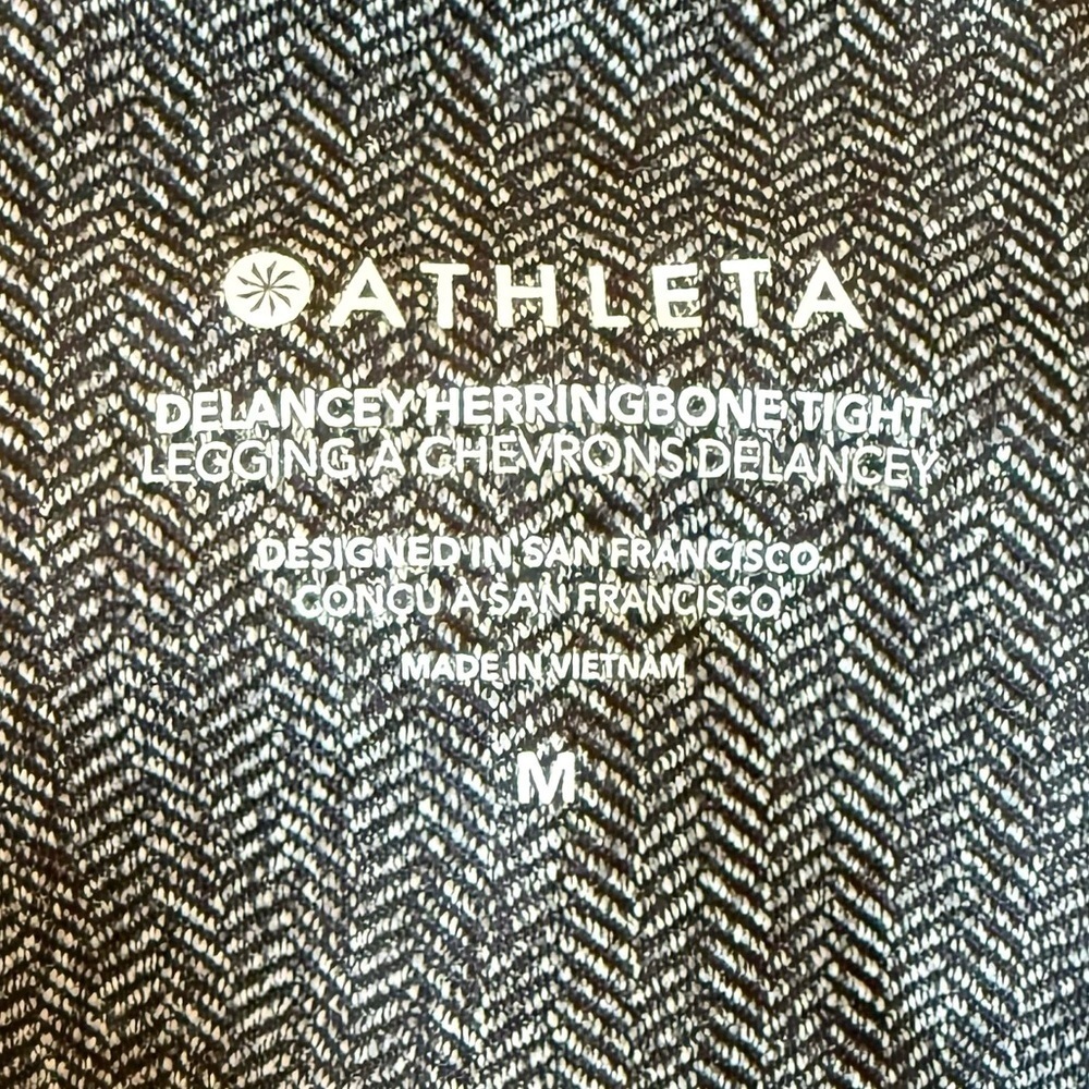 Athleta Delancey Black and Gray Herringbone Leggings with Zip Pockets Size M - Picture 2 of 7